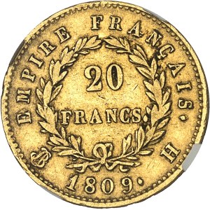 Premier Empire / Napoléon Ier (1804-1814). 20 francs Empire 1809, H, La Rochelle.