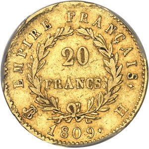 Premier Empire / Napoléon Ier (1804-1814). 20 francs Empire 1809, H, La Rochelle.