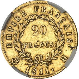 Premier Empire / Napoléon Ier (1804-1814). 20 francs Empire 1811, H, La Rochelle.