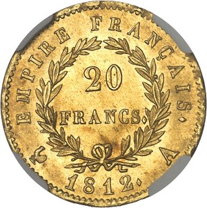 First Empire / Napoleon I (1804-1814). 20 francs Empire 1812, A, Paris.