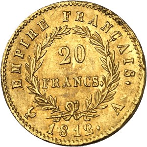 First Empire / Napoleon I (1804-1814). 20 francs Empire 1812, A, Paris.