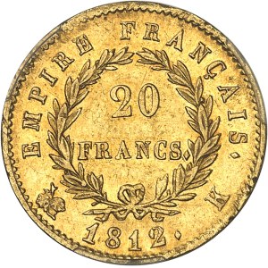 Premier Empire / Napoléon Ier (1804-1814). 20 francs Empire 1812, K, Bordeaux.
