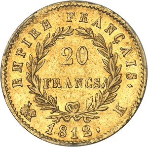 First Empire / Napoleon I (1804-1814). 20 francs Empire 1812, K, Bordeaux.