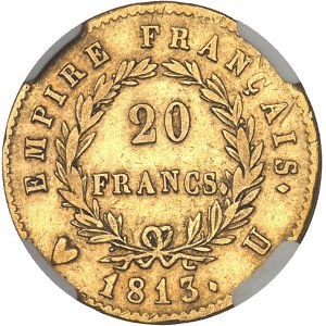Premier Empire / Napoléon Ier (1804-1814). 20 francs Empire 1813, U, Turin.