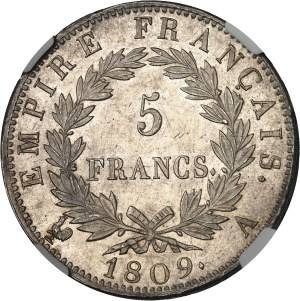 First Empire / Napoleon I (1804-1814). 5 francs Empire 1809, A, Paris.