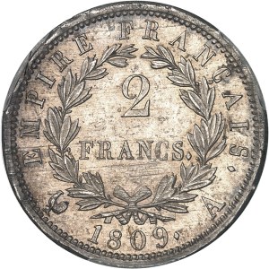 First Empire / Napoleon I (1804-1814). 2 francs Empire 1809, A, Paris.