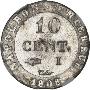 Premier Empire / Napoléon Ier (1804-1814). 10 centimes à l’N couronnée 1808, I, Limoges.