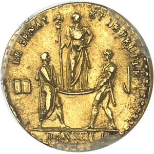 Premier Empire / Napoléon Ier (1804-1814). Médaillette ou quinaire d’Or, le sacre de Napoléon Ier, par Denon et Jeuffroy An XIII (1804), Paris.