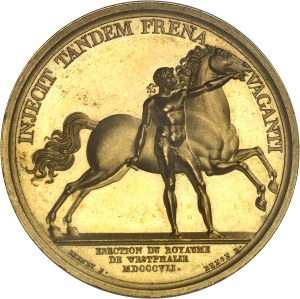 First Empire / Napoleon I (1804-1814). Gilt bronze medal, creation of the Kingdom of Westphalia, by Andrieu and Brenet, Frappe spéciale (SP) 1807, Paris.