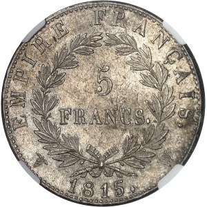 Cent-Jours / Napoléon Ier (mars-juillet 1815). 5 francs Empire 1815, W, Lille.
