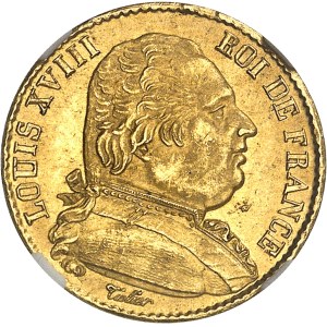 Louis XVIII (1814-1824). 20 francs buste habillé 1814, A, Paris.