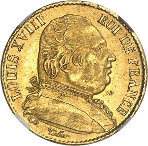 Louis XVIII (1814-1824). 20 francs dressed bust 1814, A, Paris.