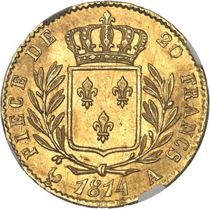 Louis XVIII (1814-1824). 20 francs dressed bust 1814, A, Paris.