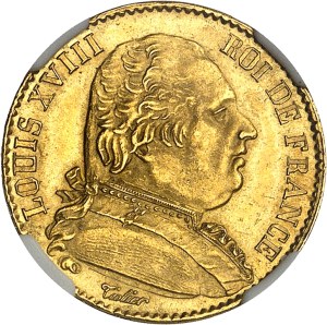 Louis XVIII (1814-1824). 20 francs dressed bust 1814, A, Paris.