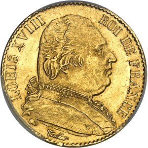 Louis XVIII (1814-1824). 20 francs buste habillé 1815, A, Paris.