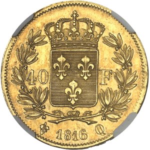 Louis XVIII (1814-1824). 40 francs 1816, Q, Perpignan.