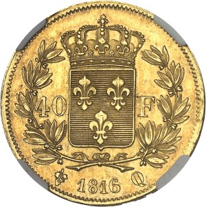 Louis XVIII (1814-1824). 40 francs 1816, Q, Perpignan.