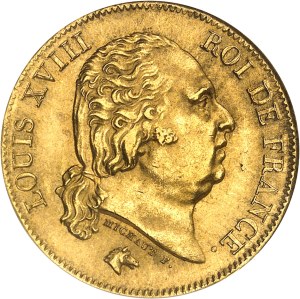 Louis XVIII (1814-1824). 40 francs 1818, W, Lille.
