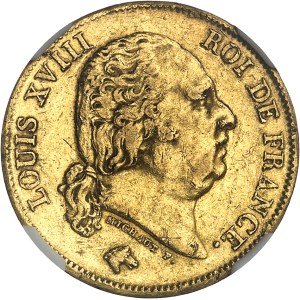 Louis XVIII (1814-1824). 40 francs 1822, H, La Rochelle.