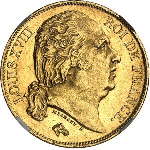 Louis XVIII (1814-1824). 20 francs tête nue 1816, A, Paris.