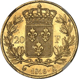 Louis XVIII (1814-1824). 20 francs bare head 1816, A, Paris.