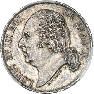 Louis XVIII (1814-1824). Prototype de 1 franc, date incomplète, par Michaut, Frappe spéciale (SP) 181- (1816), Paris.