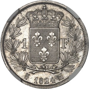 Louis XVIII (1814-1824). 1 franc 1824, H, La Rochelle.