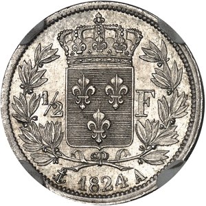 Louis XVIII (1814-1824). 1/2 franc 1824, A, Paris.
