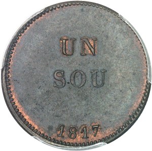 Louis XVIII (1814-1824). Essai de 1 sou (after Tiolier) 1817, Paris.