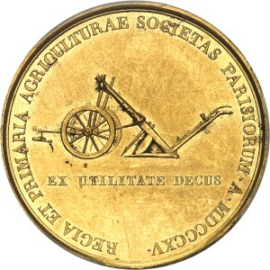 Louis XVIII (1814-1824). Gold medal, Société d'Agriculture de Paris, by Jeuffroy [1815] - 1839, Paris.