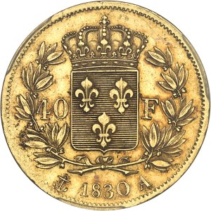 Charles X (1824-1830). 40 Francs, 2nd type, raised edge, Frappe spéciale (SP) 1830, A, Paris.