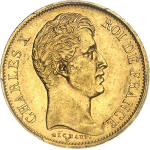 Charles X (1824-1830). 40 Francs, 2e type, tranche en relief, Frappe spéciale (SP) 1830, A, Paris.
