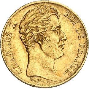 Charles X (1824-1830). 20 francs, tranche cannelée (avec points) 1830, A, Paris.