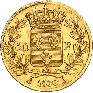 Charles X (1824-1830). 20 francs, tranche cannelée (avec points) 1830, A, Paris.