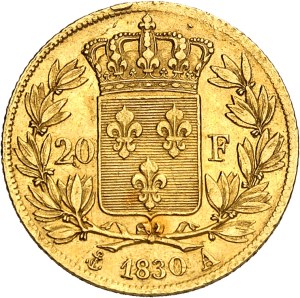 Charles X (1824-1830). 20 francs, fluted edge (with dots) 1830, A, Paris.