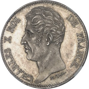 Charles X (1824-1830). Module de 5 francs, visite du Roi à la Monnaie de Lille, by Tiolier 1827, Paris.