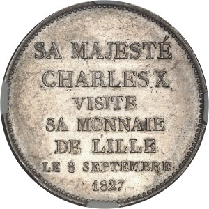 Charles X (1824-1830). Module de 5 francs, visite du Roi à la Monnaie de Lille, by Tiolier 1827, Paris.