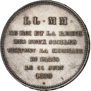 Charles X (1824-1830). Module de 5 francs, visite du roi et de la Reine des Deux-Siciles à la Monnaie de Paris 1830, Paris.