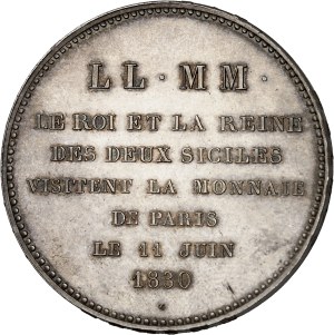 Charles X (1824-1830). Module de 5 francs, visite du roi et de la Reine des Deux-Siciles à la Monnaie de Paris 1830, Paris.