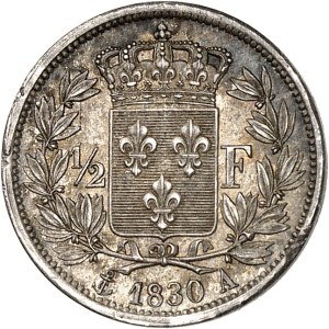 Charles X (1824-1830). 1/2 franc 1830, A, Paris.