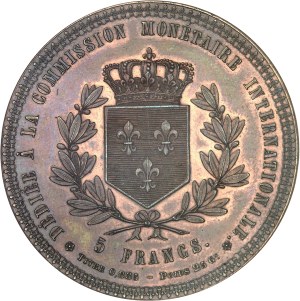 Henri V (1820-1883). 5 francs, special mintage dedicated to the International Monetary Commission 1873, Neuchâtel.