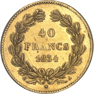 Louis-Philippe Ier (1830-1848). 40 francs tête laurée 1834, A, Paris.