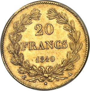 Louis-Philippe I (1830-1848). 20 francs tête laurée 1840, A, Paris.