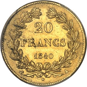 Louis-Philippe I (1830-1848). 20 francs tête laurée 1840, A, Paris.