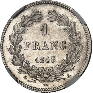 Louis-Philippe Ier (1830-1848). 1 franc tête laurée 1843, A, Paris.