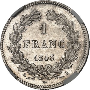Louis-Philippe I (1830-1848). 1 franc tête laurée 1843, A, Paris.