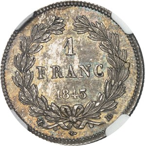 Louis-Philippe Ier (1830-1848). 1 franc tête laurée 1843, BB, Strasbourg.