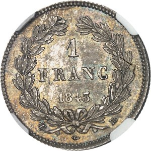 Louis-Philippe I (1830-1848). 1 franc tête laurée 1843, BB, Strasbourg.