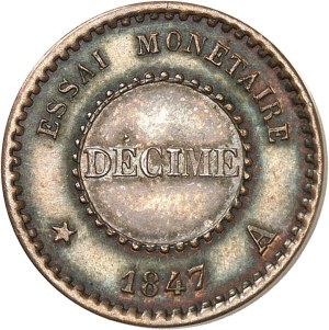 Louis-Philippe I (1830-1848). Bimetallic decime, monetary test 1847, Paris.