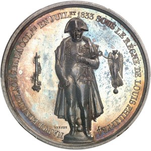 Louis-Philippe Ier (1830-1848). Médaille, inauguration de la statue de Napoléon Ier sur la colonne de la Place Vendôme, le 28 juillet 1833, par Brenet, Frappe spéciale (SP) 1833 [1845-1860], Paris.